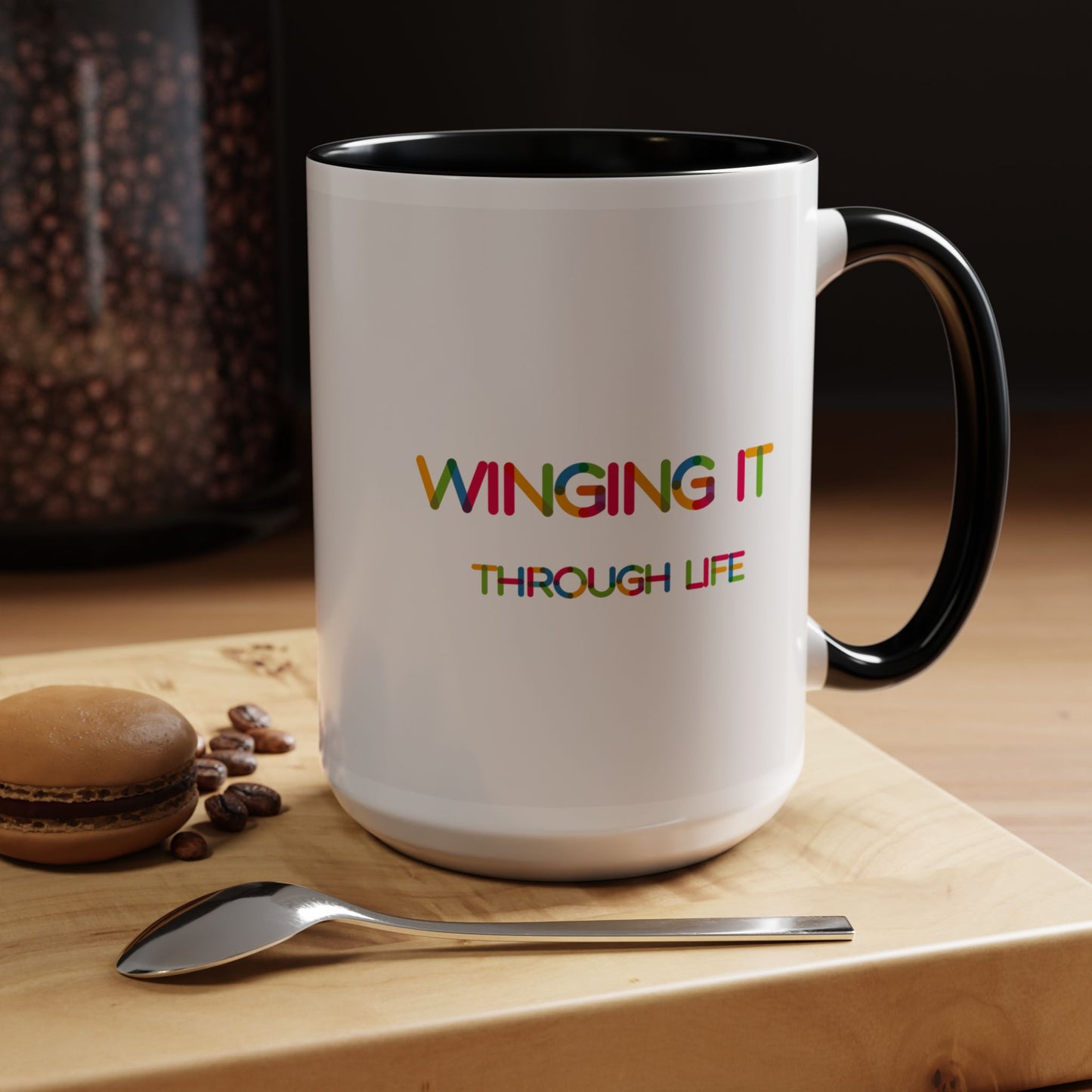 Winging it Through Life | Accent Coffee Mug (11, 15oz)