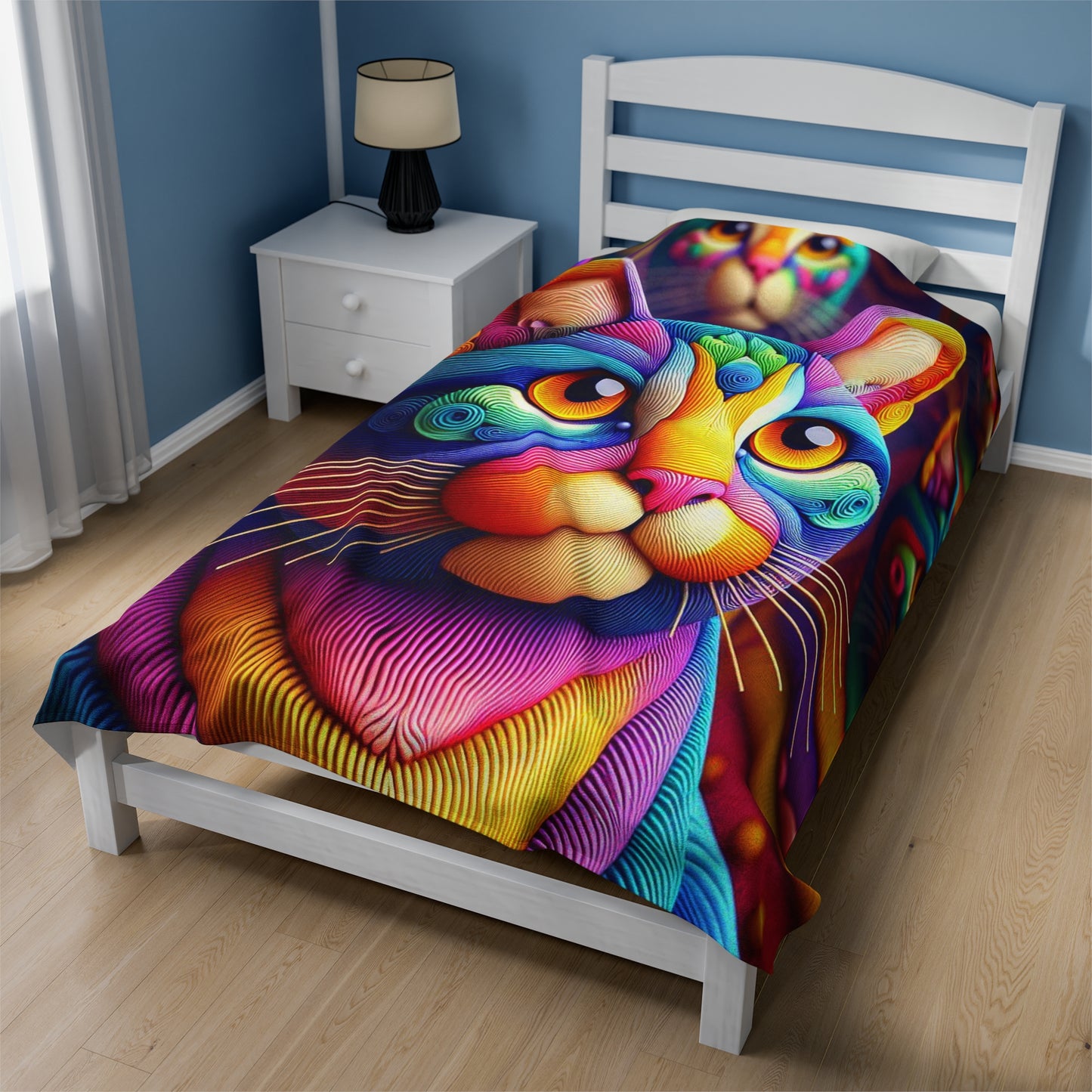 Multicolored Cat | Velveteen Plush Blanket