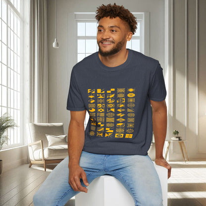 Camiseta unisex suave con diseño geométrico