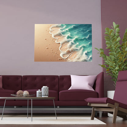 Wave Crashing a Sandy Beach | Indoor and Outdoor Silk Poster