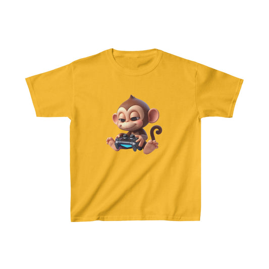 Animated Monkey playing game  | Kids Heavy Cotton™ Tee