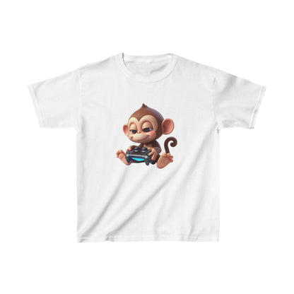 Singe animé jouant à un jeu | T-shirt en coton épais™ pour enfants