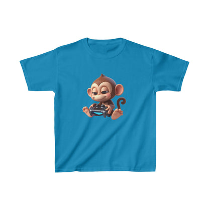 Singe animé jouant à un jeu | T-shirt en coton épais™ pour enfants