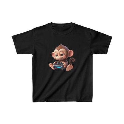 Singe animé jouant à un jeu | T-shirt en coton épais™ pour enfants