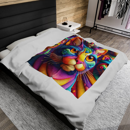 Multicolored Cat | Velveteen Plush Blanket