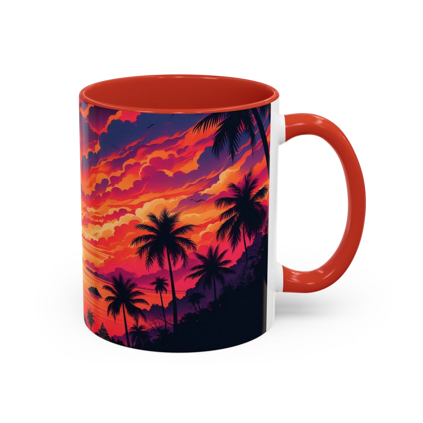 Coucher de soleil vu d'un tableau | Tasse à café Accent (11 oz)