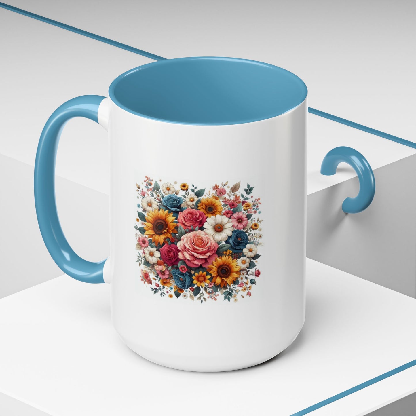 Fleurs multicolores | Tasse à café Accent (11, 15 oz)