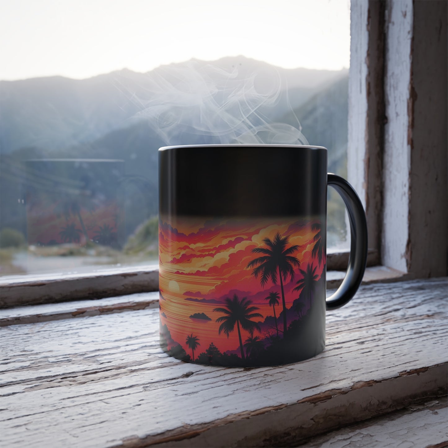 Coucher de soleil à partir d'un tableau | Tasse à changement de couleur, 11 oz