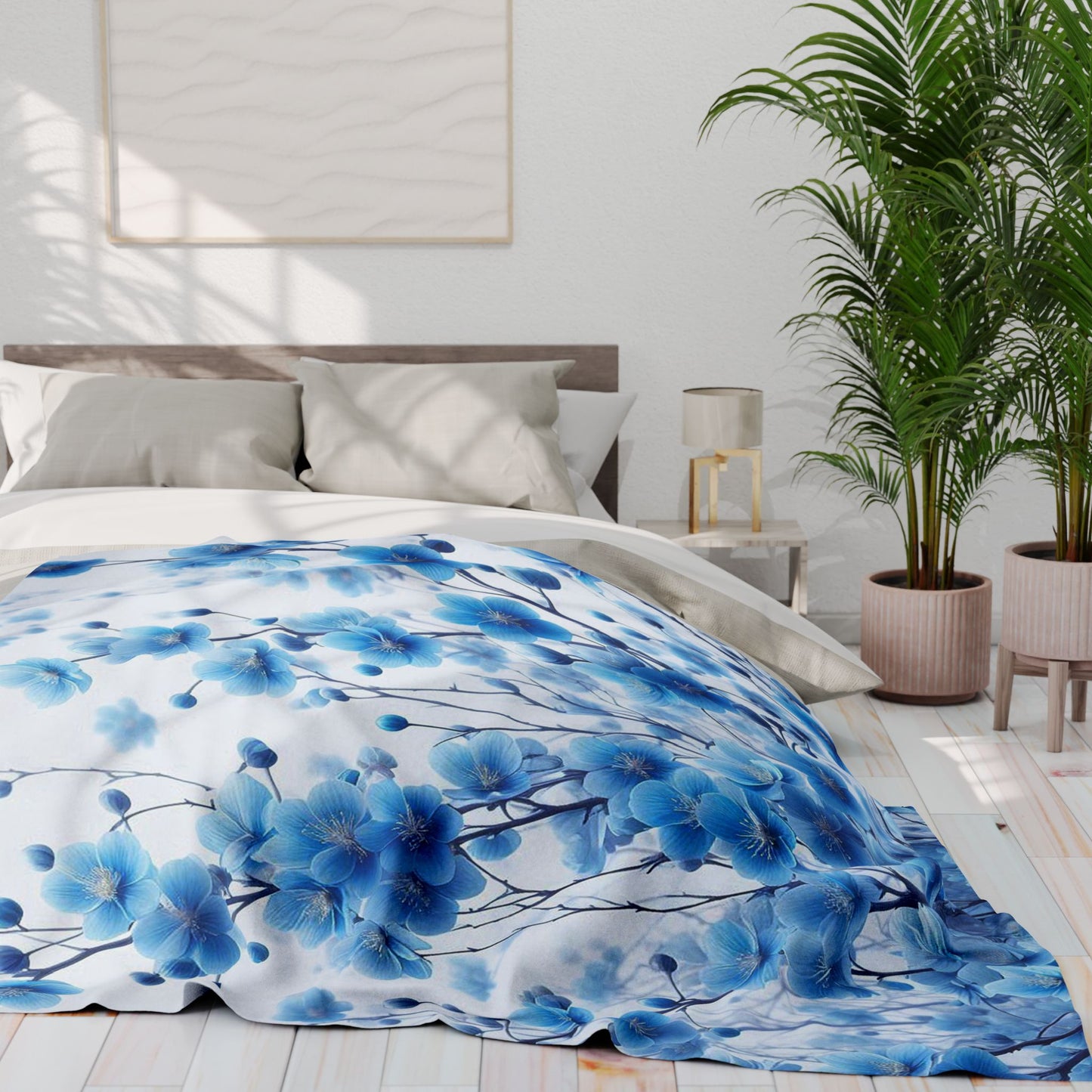 Blue Cherry Blossoms | Arctic Fleece Blanket