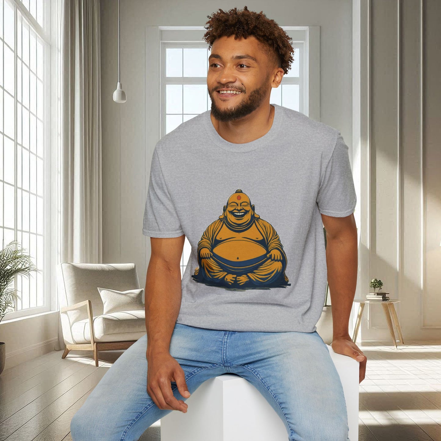 Buda sonriente animado | Camiseta unisex suave