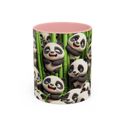 Pandas ludiques avec du bambou | Tasse à café Accent (11 oz)