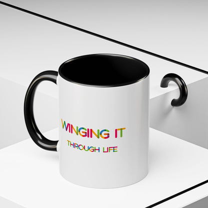 Winging it Through Life | Accent Coffee Mug (11, 15oz)