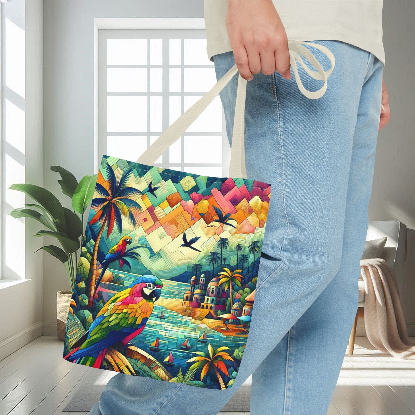 Parrots Overlooking A City | Tote Bag