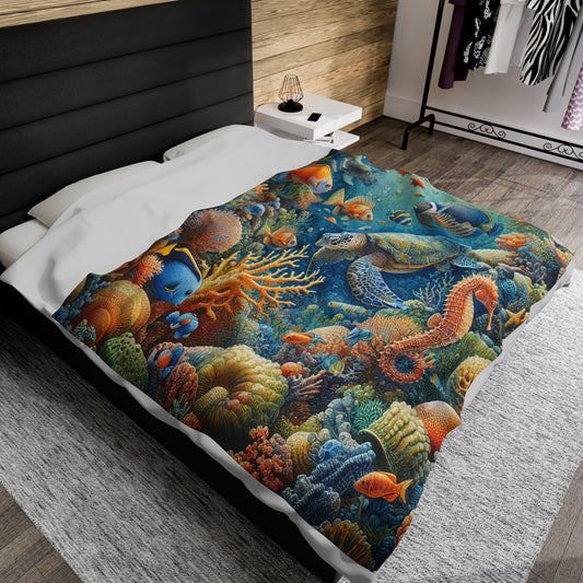 Underwater Animal Kingdom | Kid's Velveteen Plush Blanket