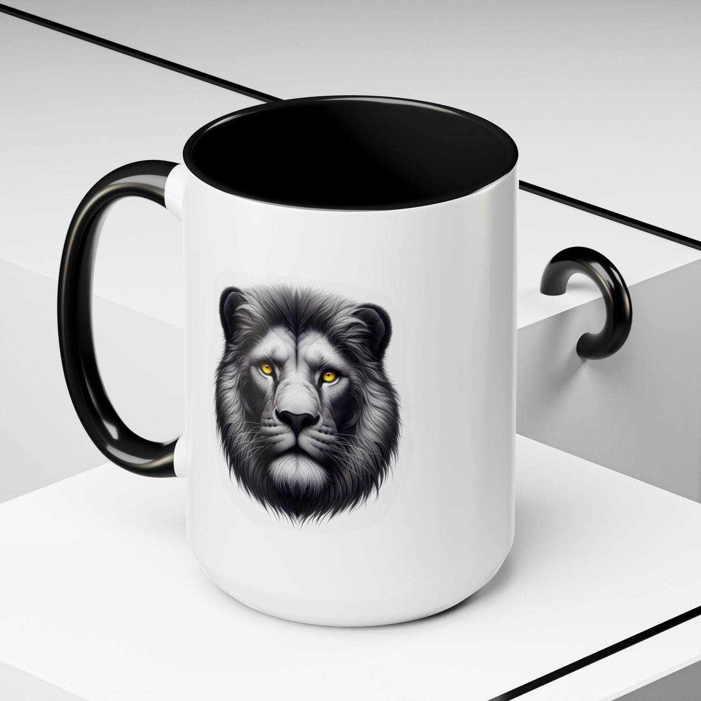 Lion Face with Golden Eyes | Accent Coffee Mug (11, 15oz)