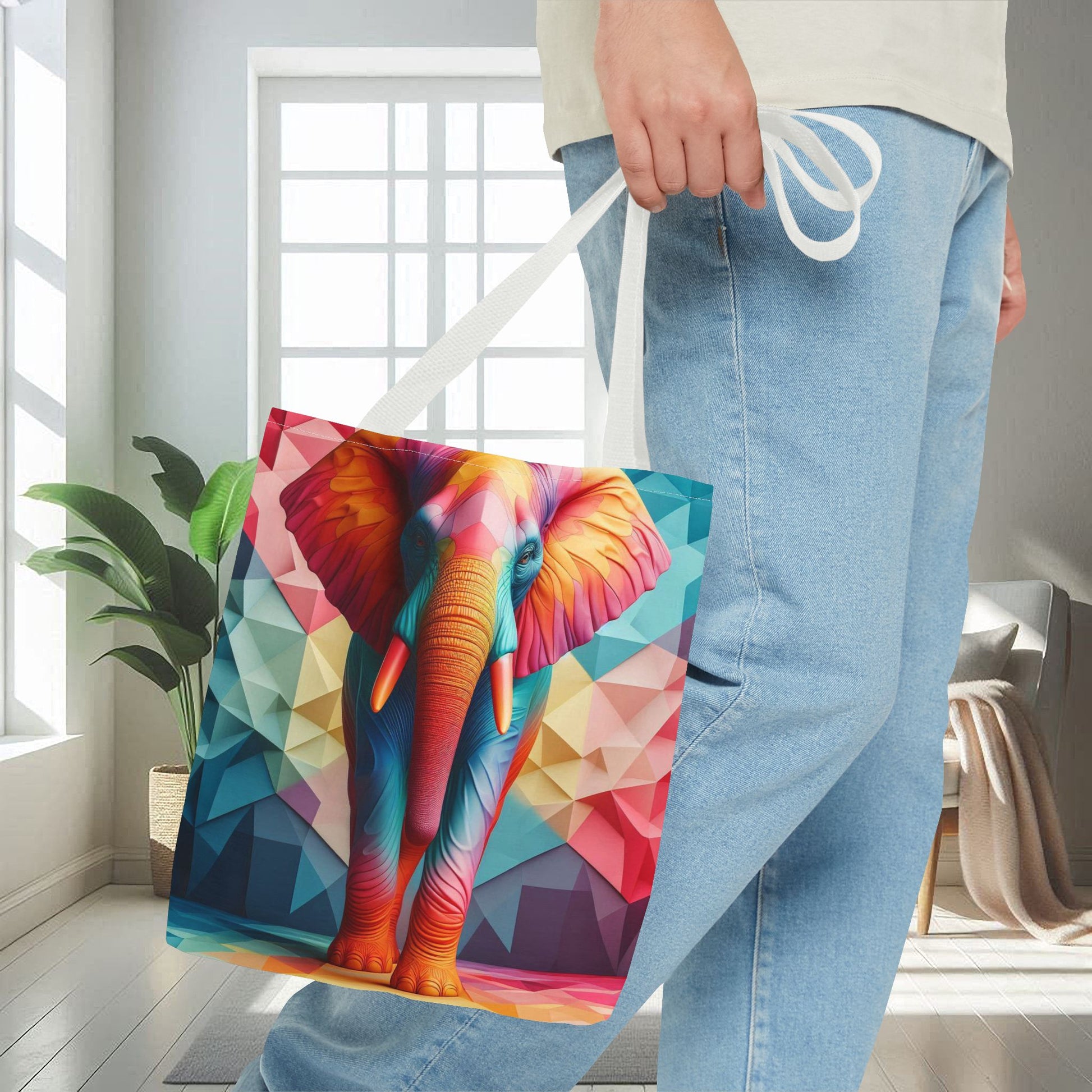 Multicolored Polyfaceted Elephant | Tote Bag