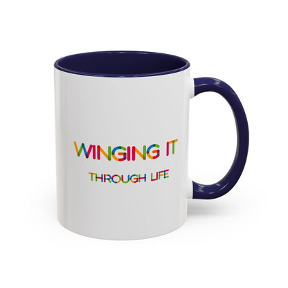 Winging it Through Life | Accent Coffee Mug (11, 15oz)