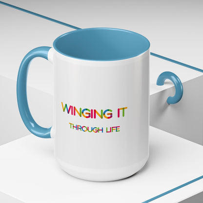 Winging it Through Life | Accent Coffee Mug (11, 15oz)