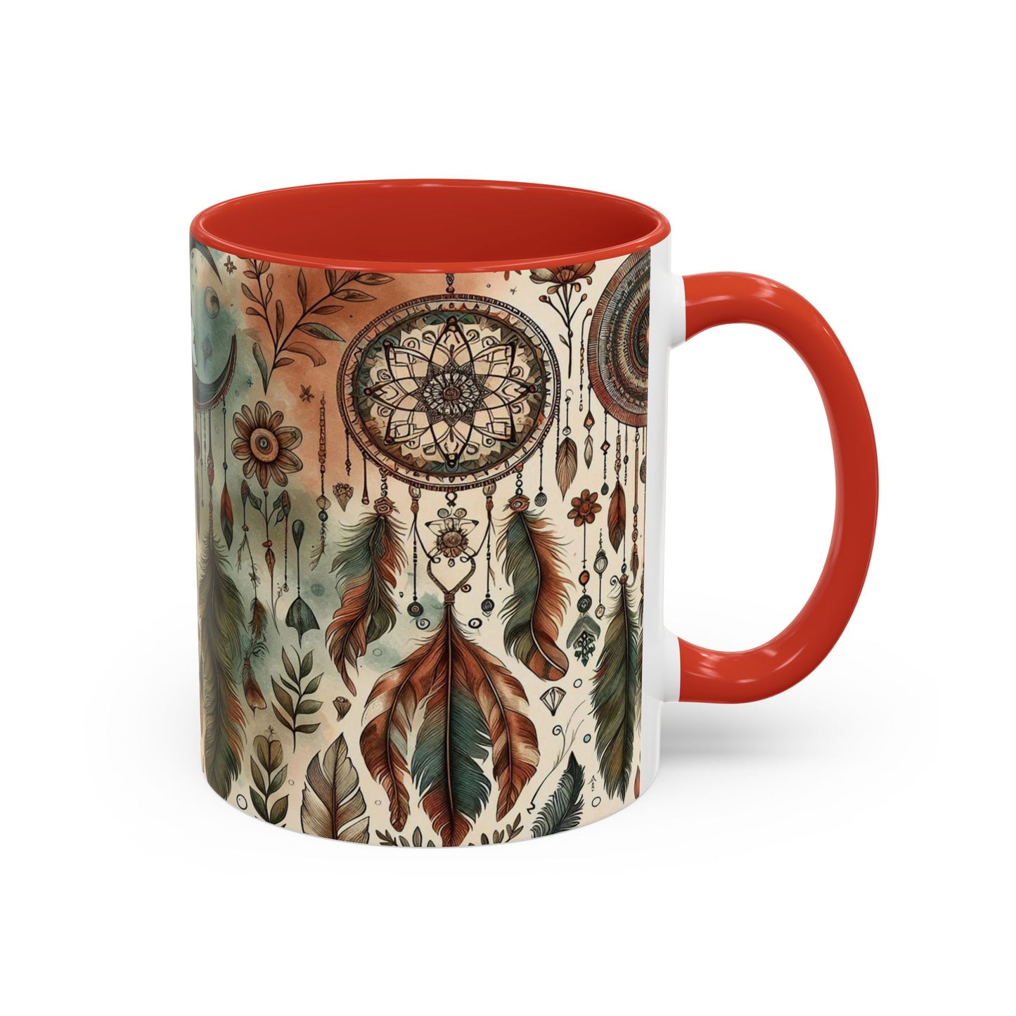 Dreamcatchers, Feathers, and Crescent Moon | Accent Coffee Mug (11oz)