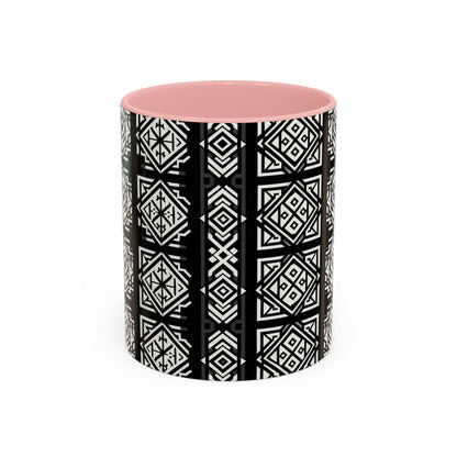 Black, White Geometric Pattern | Accent Coffee Mug (11oz)