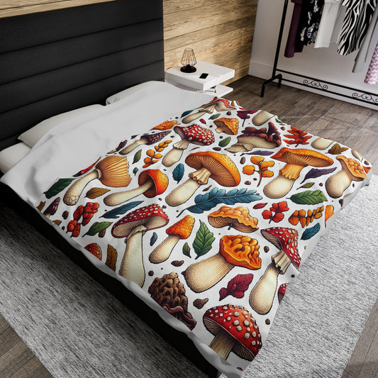 Mushrooms | Velveteen Plush Blanket