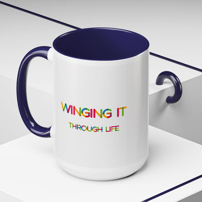 Winging it Through Life | Accent Coffee Mug (11, 15oz)