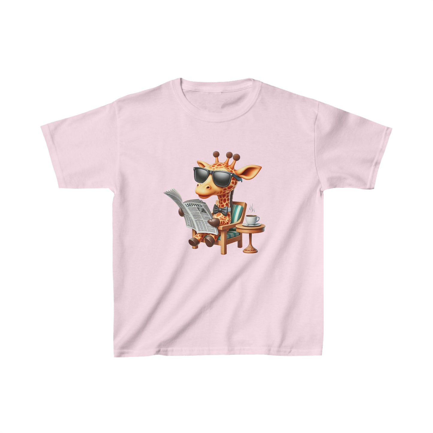 Giraffe enjoying Coffee | Kids Heavy Cotton™ Tee