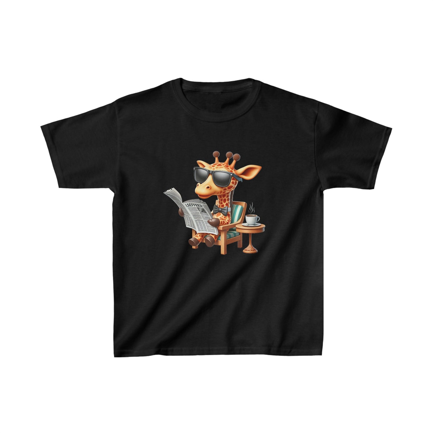 Giraffe enjoying Coffee | Kids Heavy Cotton™ Tee