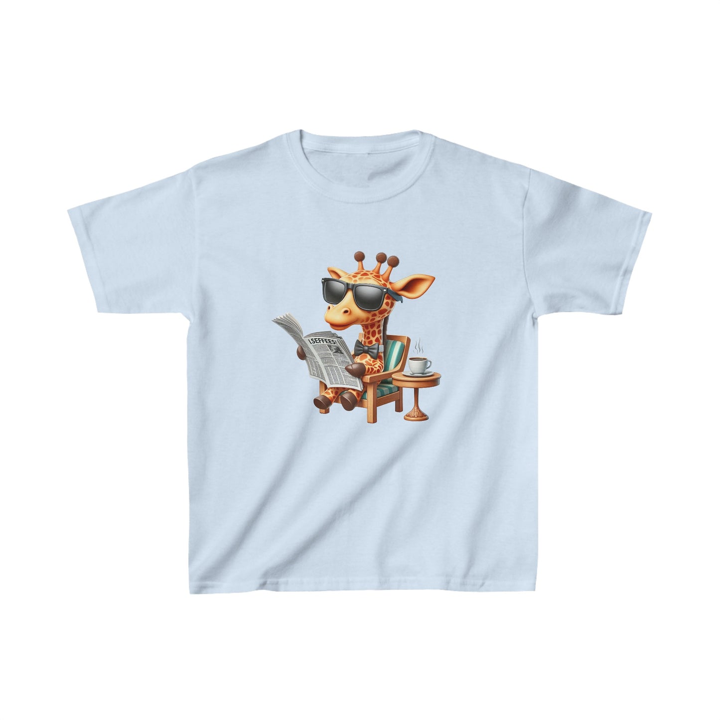 Giraffe enjoying Coffee | Kids Heavy Cotton™ Tee