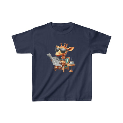 Giraffe enjoying Coffee | Kids Heavy Cotton™ Tee