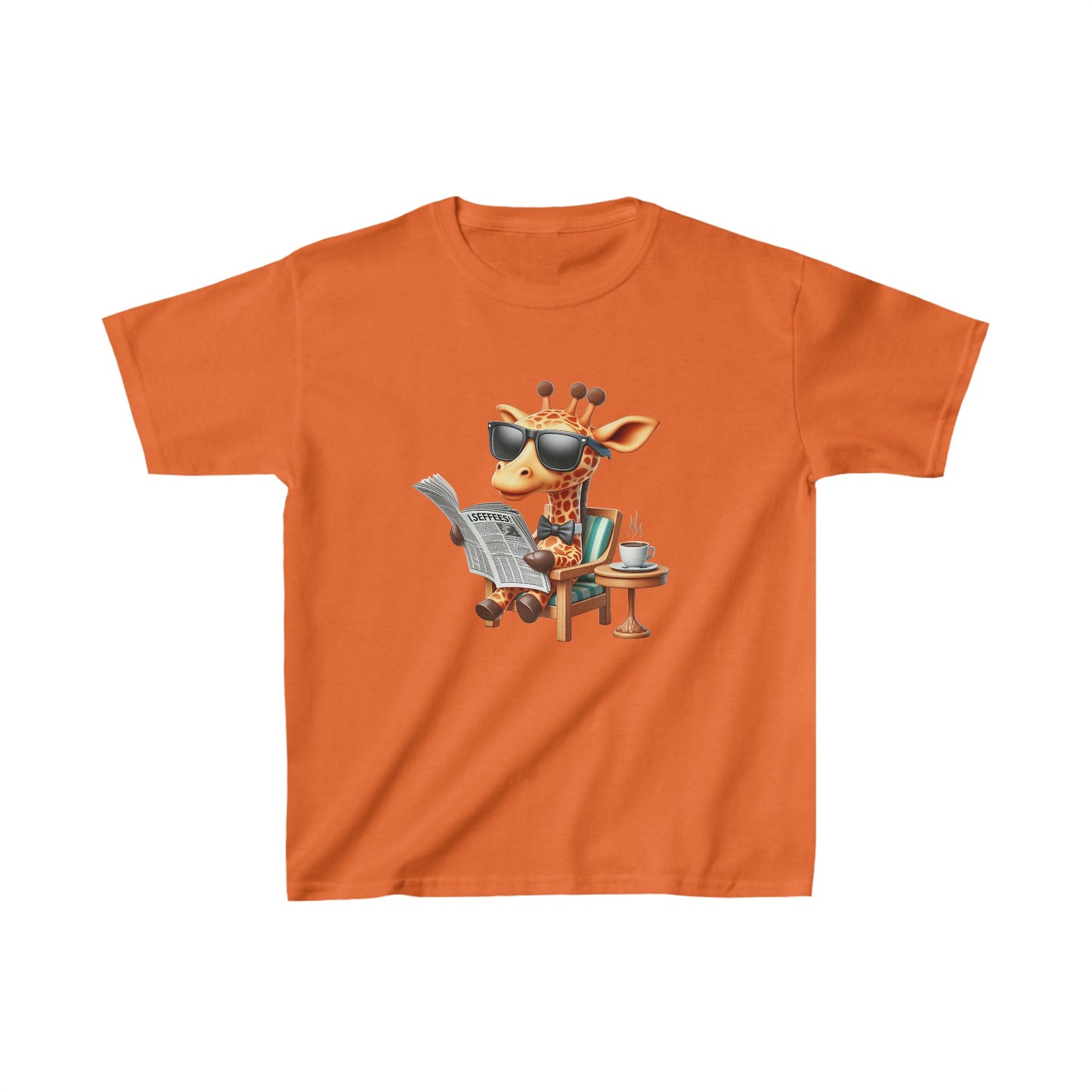 Giraffe enjoying Coffee | Kids Heavy Cotton™ Tee