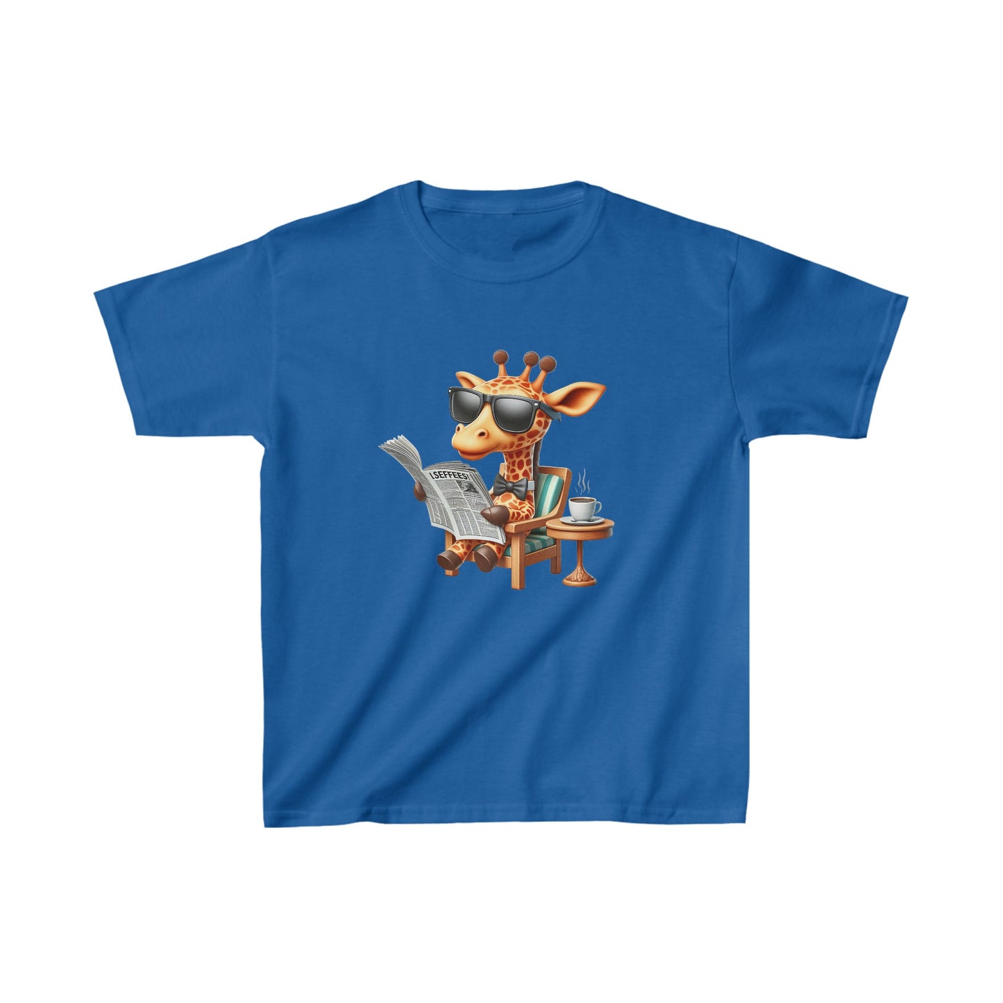 Giraffe enjoying Coffee | Kids Heavy Cotton™ Tee