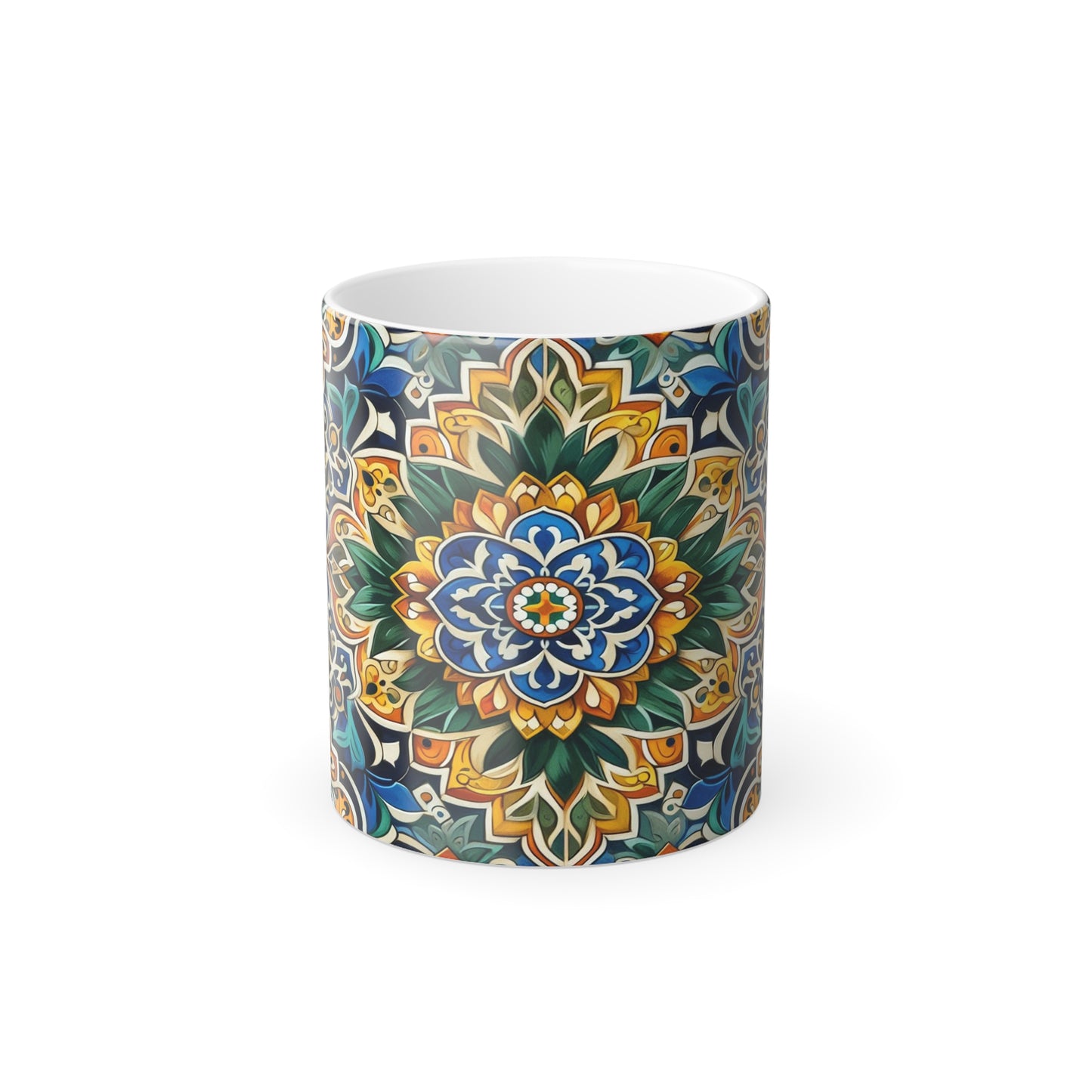 Taza con diseño marroquí que cambia de color, 11 oz