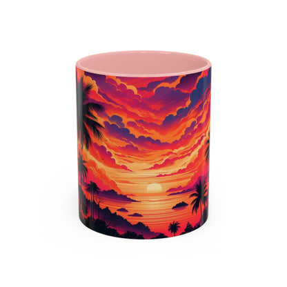 Coucher de soleil vu d'un tableau | Tasse à café Accent (11 oz)