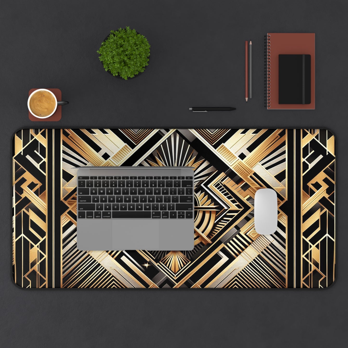 Geometric Gold Pattern | Desk Mat