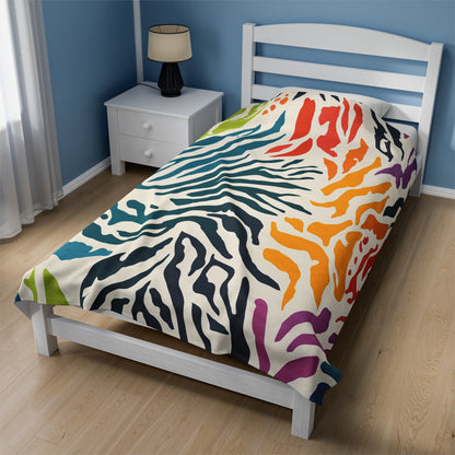 Colored Zebra Pattern | Velveteen Plush Blanket