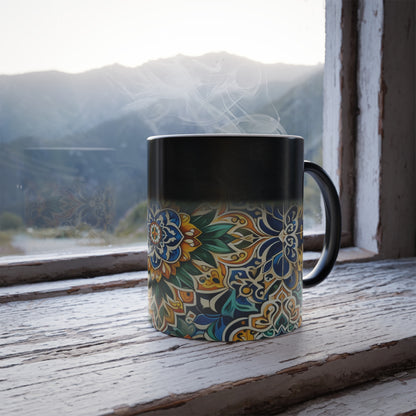 Taza con diseño marroquí que cambia de color, 11 oz