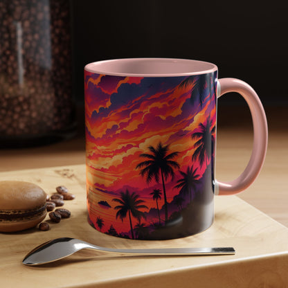 Coucher de soleil vu d'un tableau | Tasse à café Accent (11 oz)