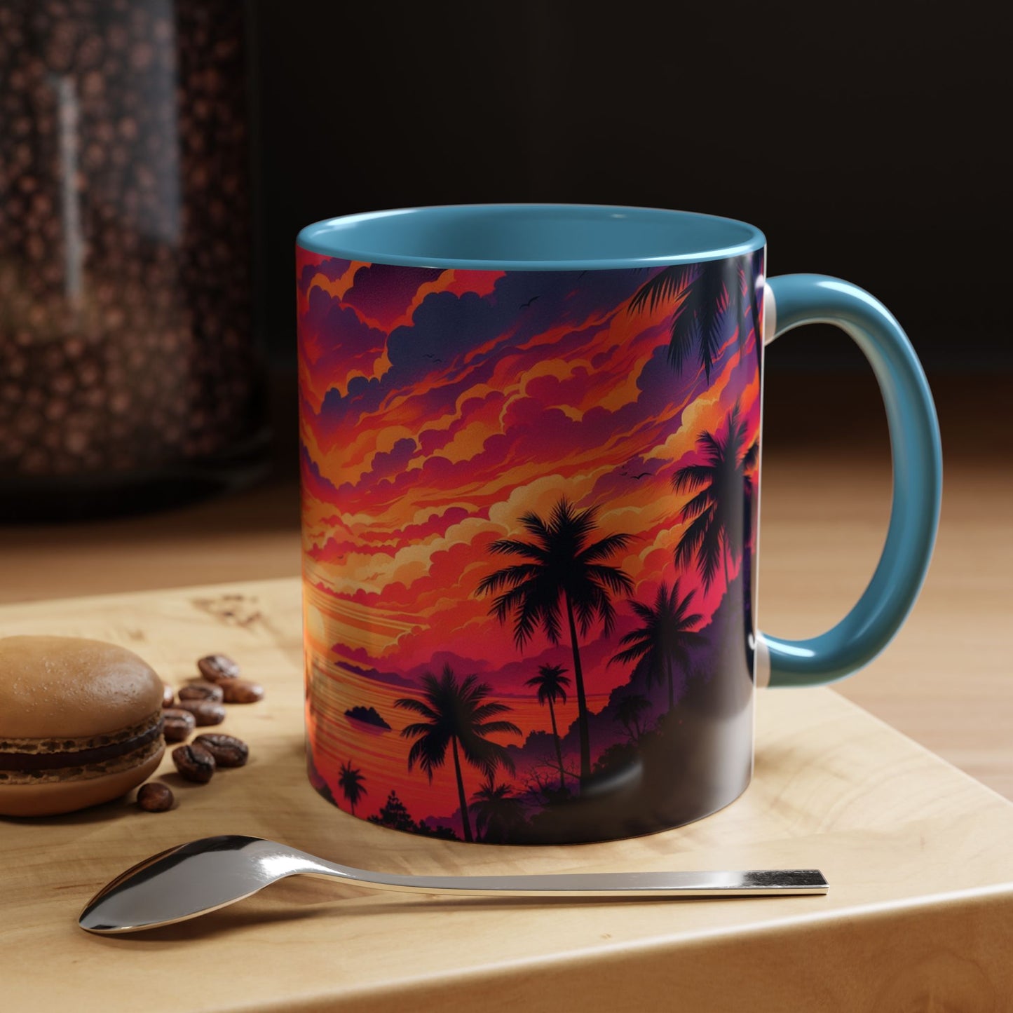 Coucher de soleil vu d'un tableau | Tasse à café Accent (11 oz)