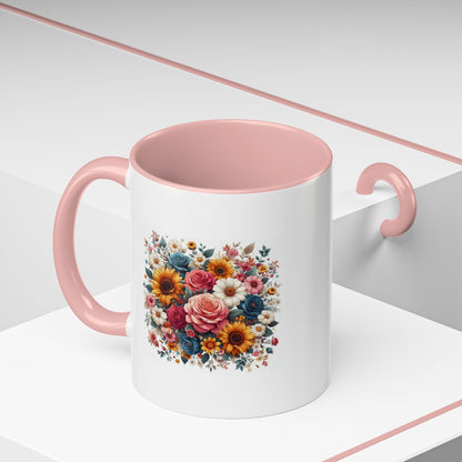 Fleurs multicolores | Tasse à café Accent (11, 15 oz)