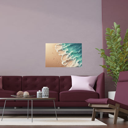 Wave Crashing a Sandy Beach | Indoor and Outdoor Silk Poster