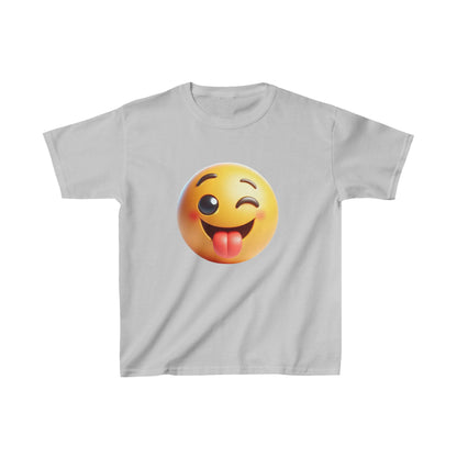 Camiseta de algodón pesado para niños con emoji sonriente