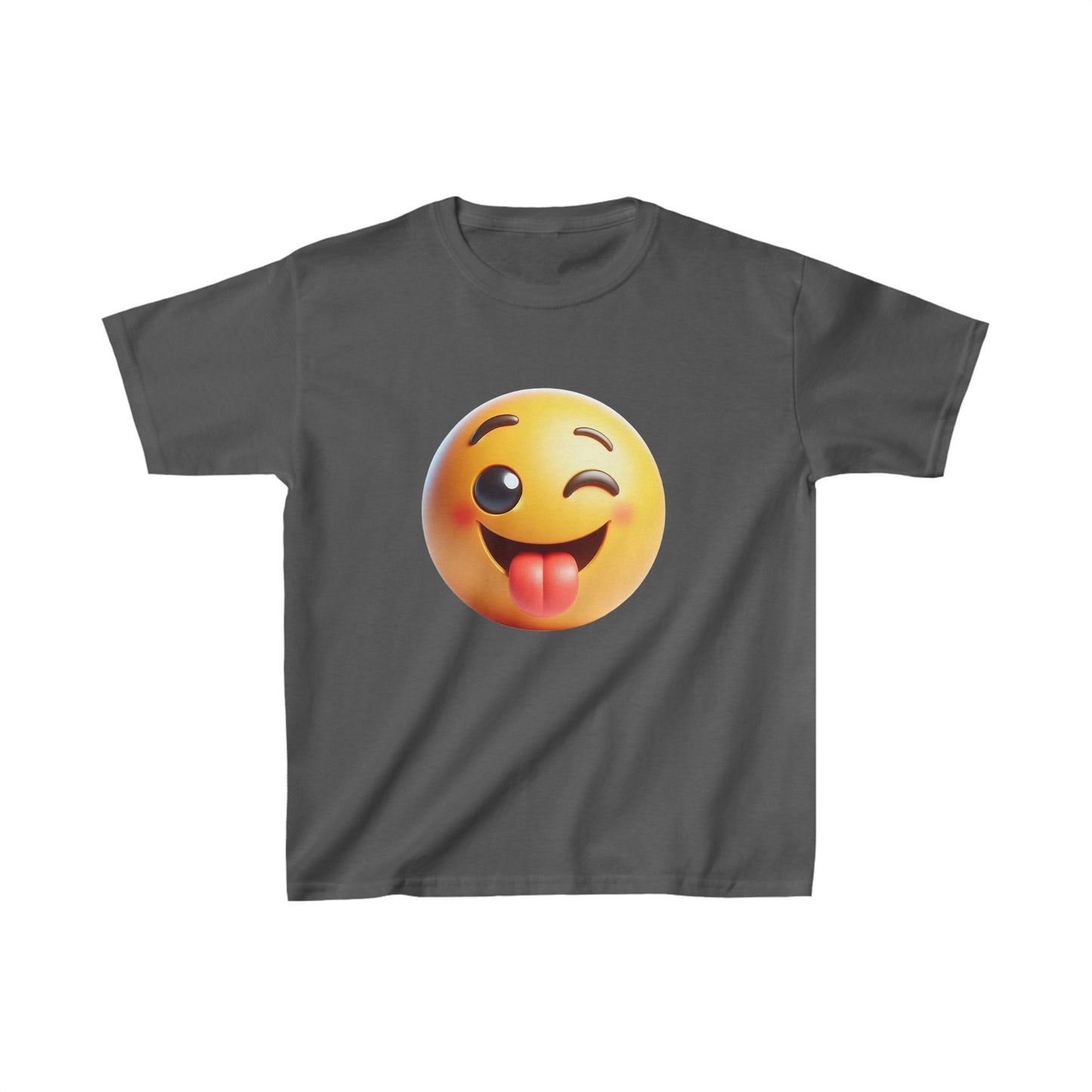 Camiseta de algodón pesado para niños con emoji sonriente