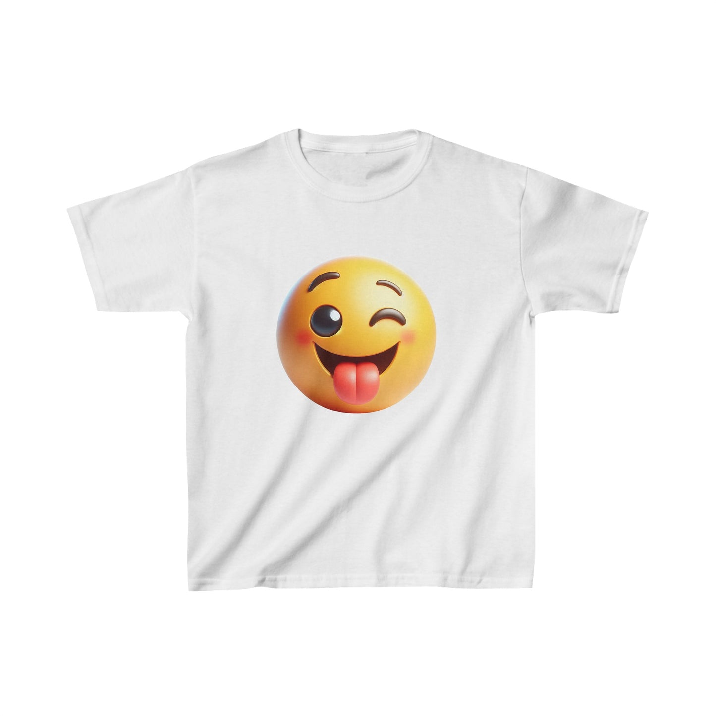 Camiseta de algodón pesado para niños con emoji sonriente