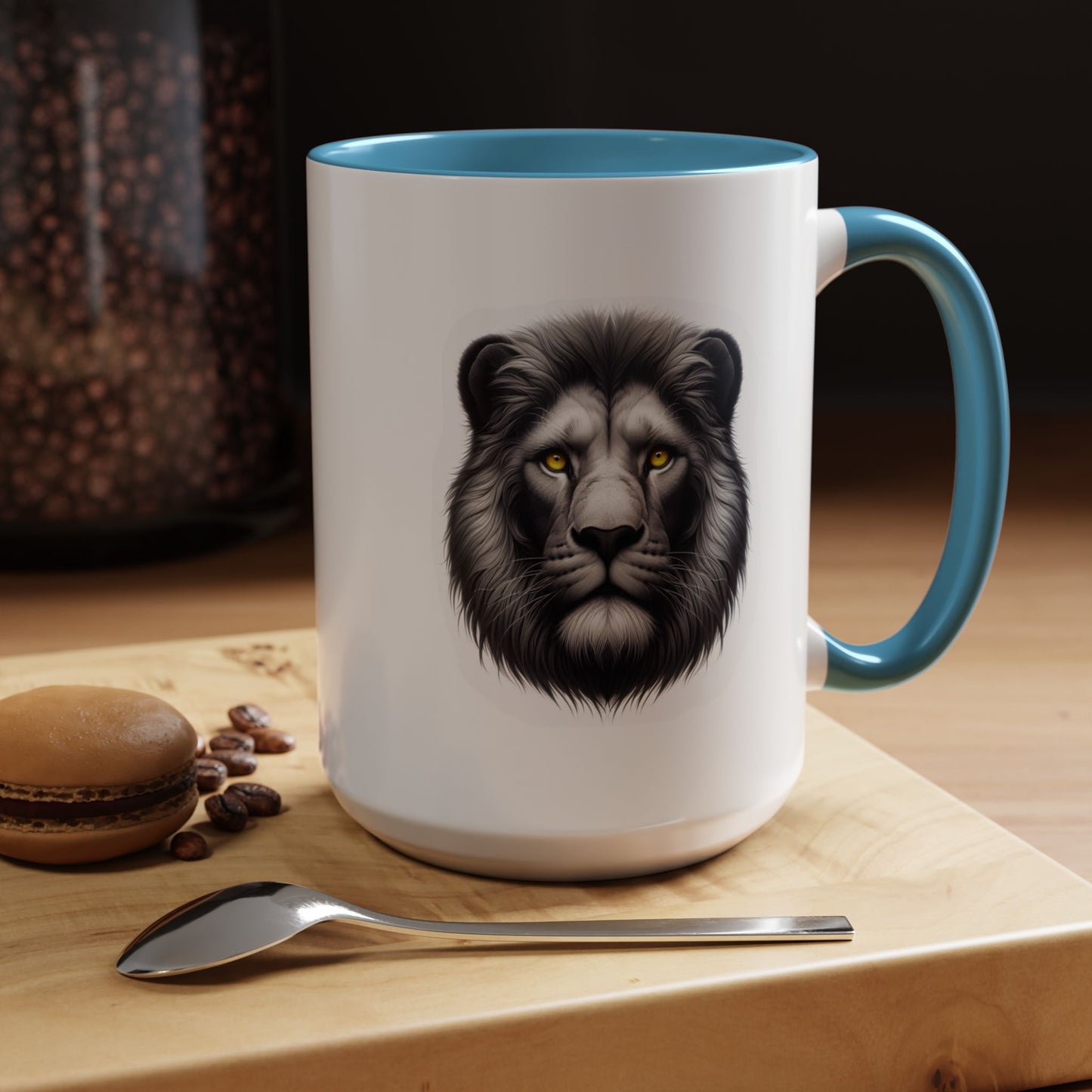 Lion Face with Golden Eyes | Accent Coffee Mug (11, 15oz)