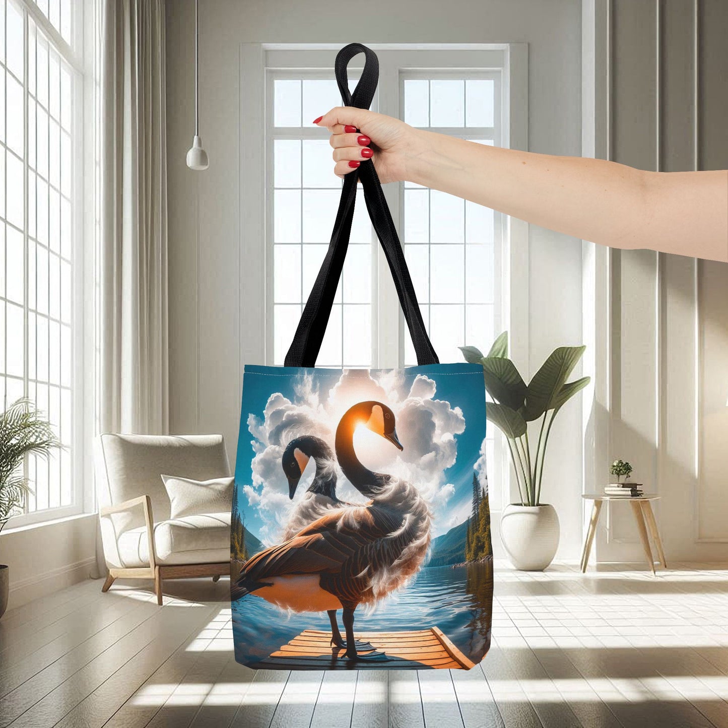 Canadian Geese On A Pier | Tote Bag