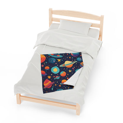 Planets And Galaxies | Kid's Velveteen Plush Blanket