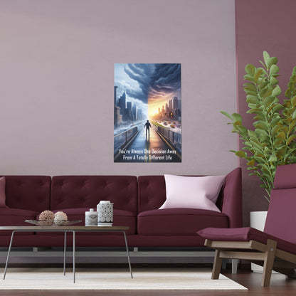 One Decision Away | Indoor and Outdoor Silk Poster