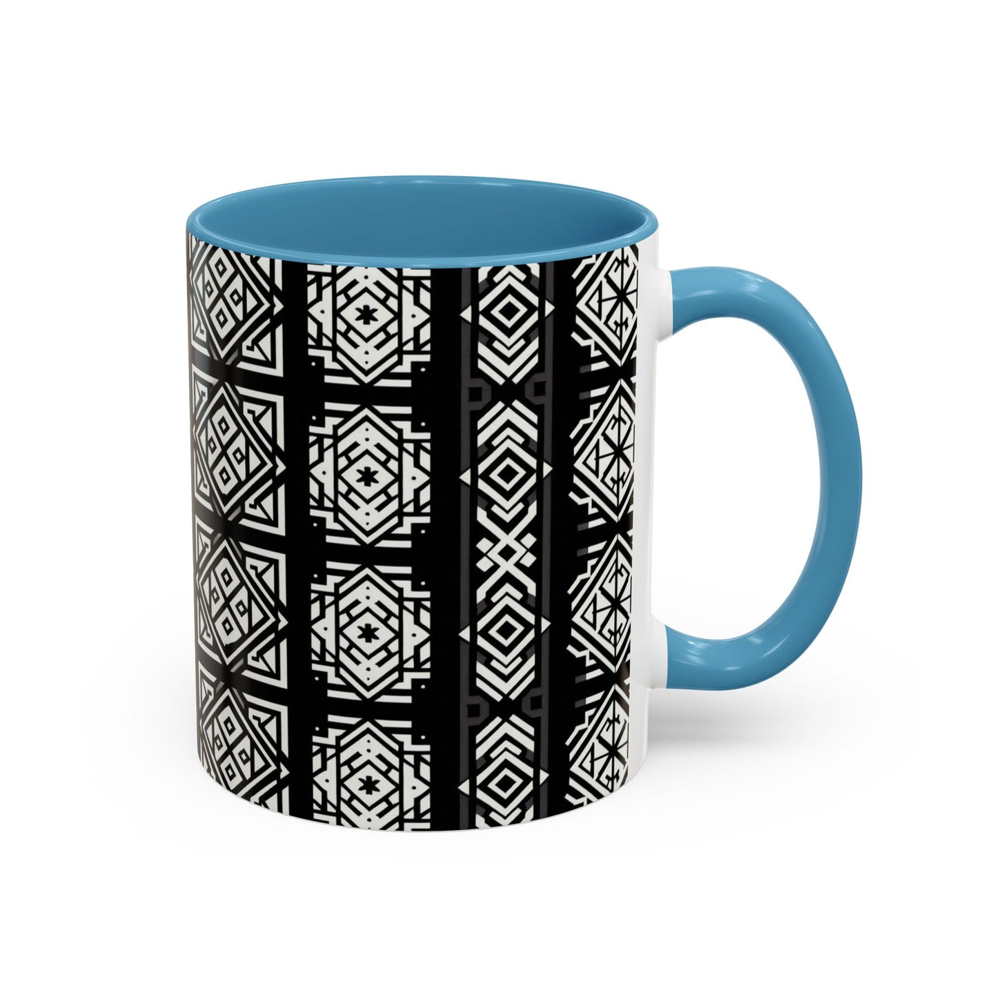 Black, White Geometric Pattern | Accent Coffee Mug (11oz)