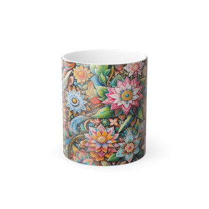 Motif floral | Tasse à changement de couleur, 11 oz